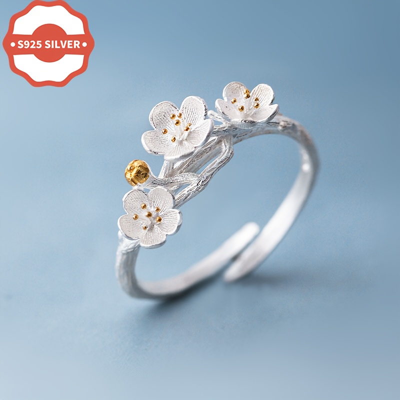 

Elegant 925 Sterling Silver Floral For Women, Hypoallergenic, 3.5g, Golden Plated, , Gift Box Included, And