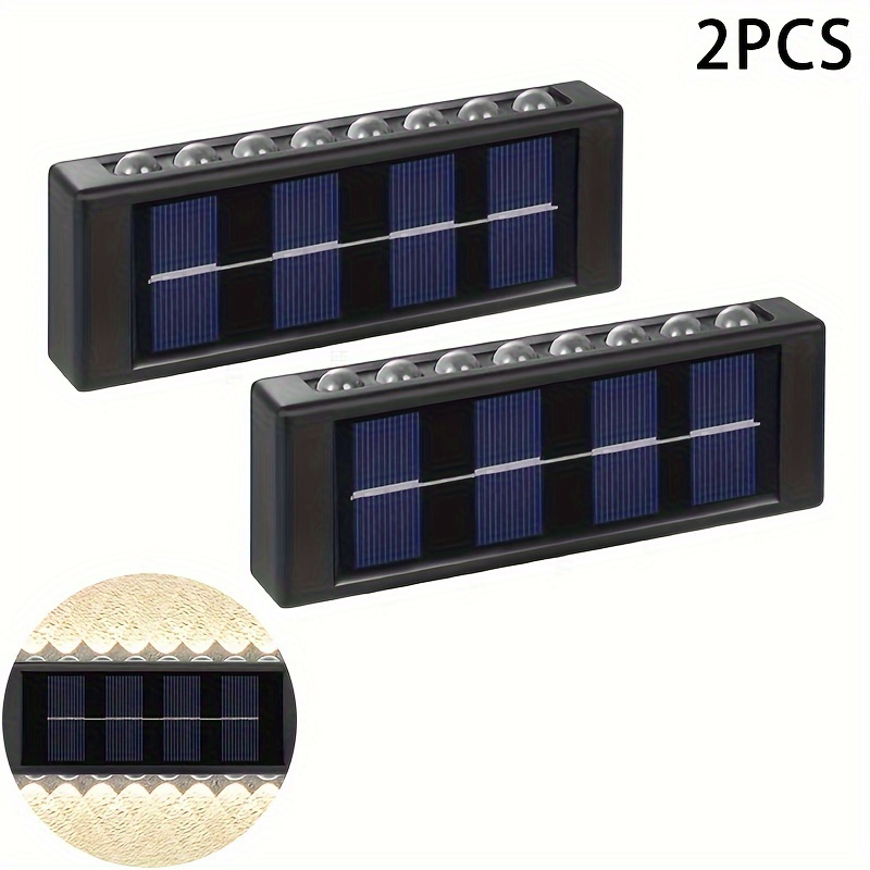 Image of 2pcs 16 Leds Solar-powered Lights, Decorative Garden Lights, Festive Atmosphere Lights, Fence Wall Lights, Up And Down Beams, Decorate Your Yard, Perfect For Decorating Patios, , Gardens, , Garages