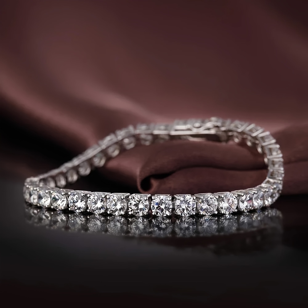 TEMU Moussaint Men's Star Bracelet - Moissanite Unisex Party Jewelry, Durable Alloy For Formal Events & Casual Attire