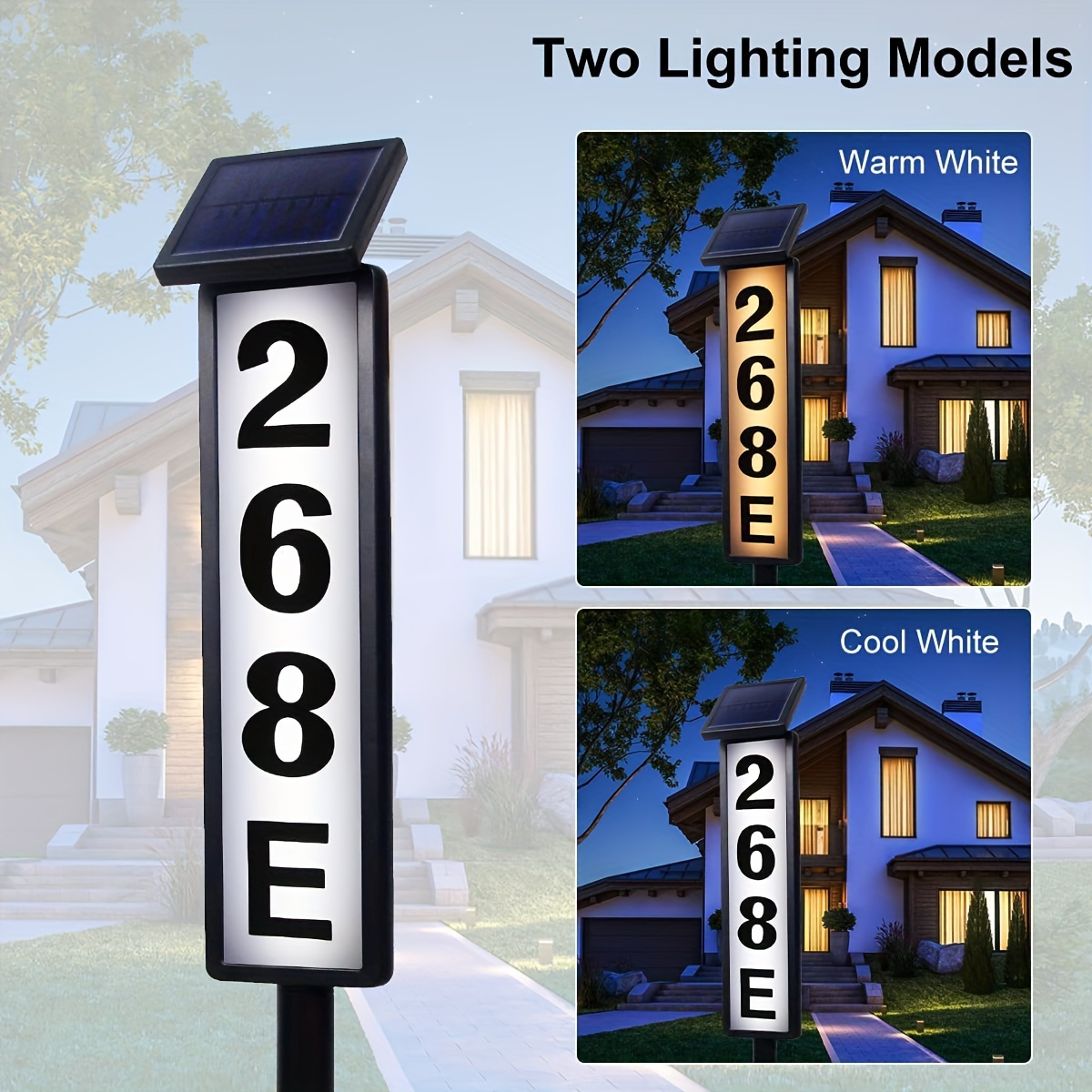 

1pc Outdoor Lighting House Number Plate Light, Solar Address With Stake Sign Light, Solar Powered Led Lighting Address Plate For Houses And Homes (height 35 Inches)