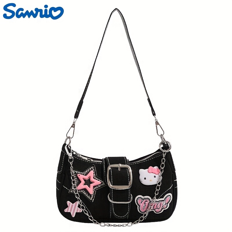 Sanrio'S New Women'S Shoulder Bag, a Millennial Spicy Girl Baguette Bag Featuring for hello kitty, a Cute Underarm Bag in Y2K Style.