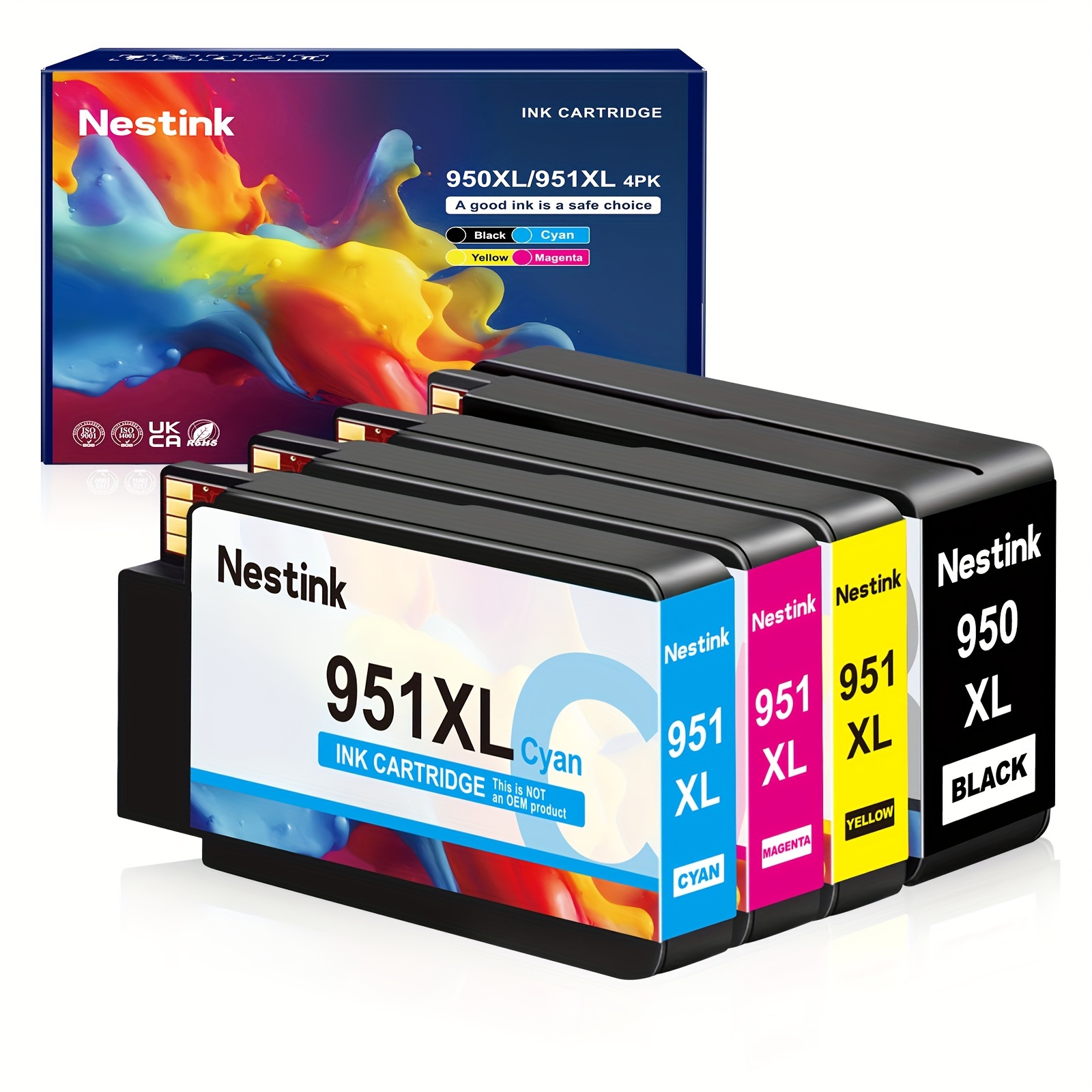 

950xl Combo Compatible For 950 Xl 951 Xl Ink Cartridge Replacement For 8620 8100 8630 8660 8640 8615 76dw 251dw (1 Black, 1 , 1 , 1 Yellow)