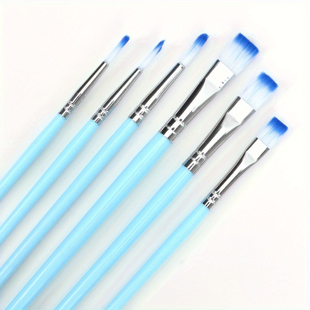 Image of 6pcs Mixed-head Professional Paint Brushes Nylon Hair, Plastic Handle, Watercolor Oil Acrylic Painting Art Supplies - Christmas, Halloween, Thanksgiving Gift