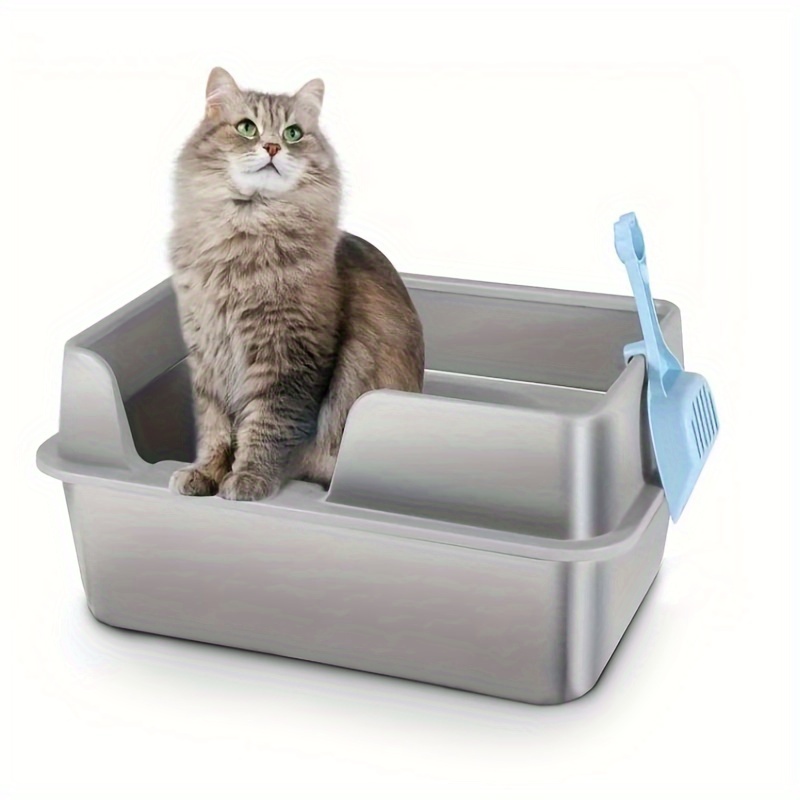 

Stainless Steel Cat Litter Box, Large Metal Trash Bin For Cats And Rabbits, Never Absorbing Odors, Stain Proof, Rust Proof, Non Stick And Smooth Surface 19.6 "long X 13.7" Wide X 9 "high