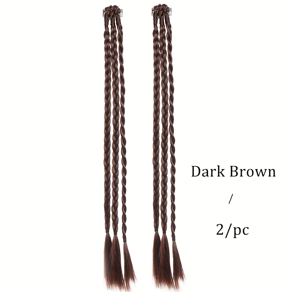 Image of 22inch 26inch Synthetic Long Braided Ponytail Extensions Ponytail Black Rubber Hairpiece Pony Tail With Hair Tie For Women Daily Party Use High Temperature Fiber 2pcs