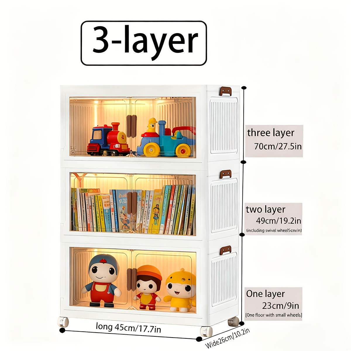 45/50Cm Oversized Folding Storage Cabinets with Wheels And LIDS - Foldable And Stackable Plastic Bins, Storage Cabinets for Household Storage And Organizing Appliances, Folding Storage Bins for Closets, Bedrooms, Kitchens, Office Storage