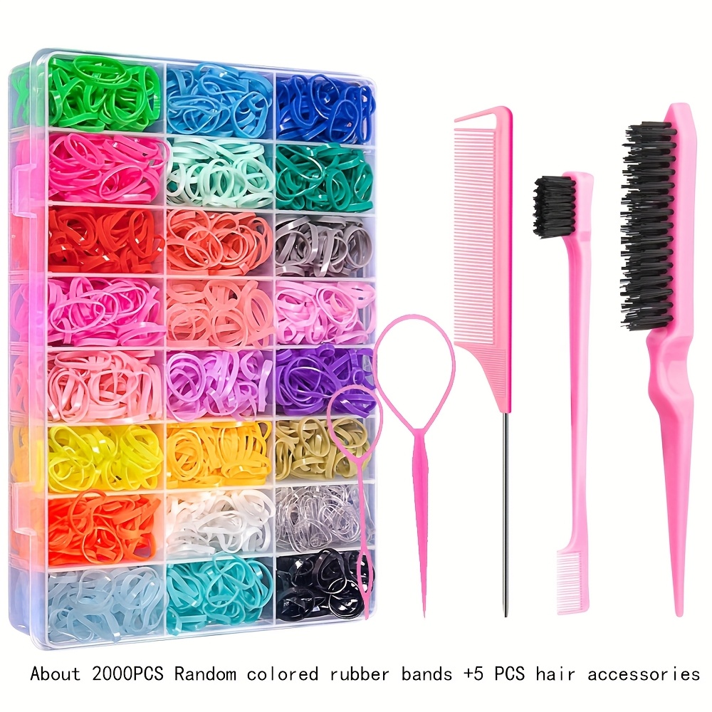 TEMU 2000 Elastic Hair Rubber Bands, 24 Colors ' Headbands, Elastic Bands With Hair Ties For