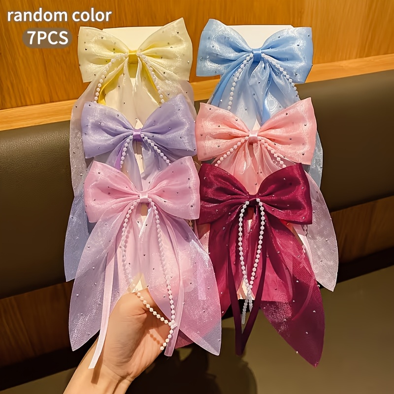 7   colorful fabric bow hair clips fashionable hair accessories suitable for daily use colors random details 0