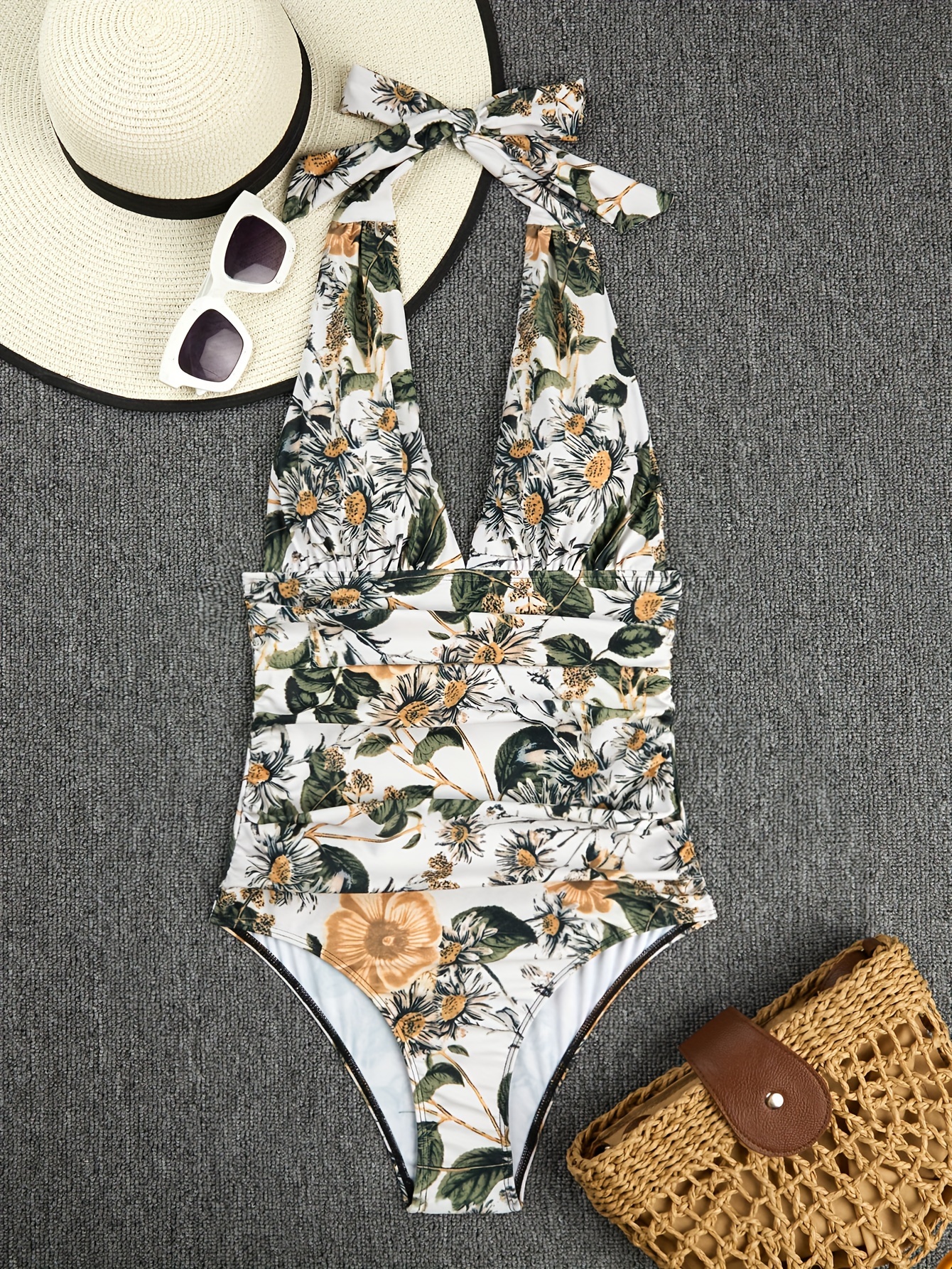 Fashion Swimsuit Sexy Print Floral Print French - Temu