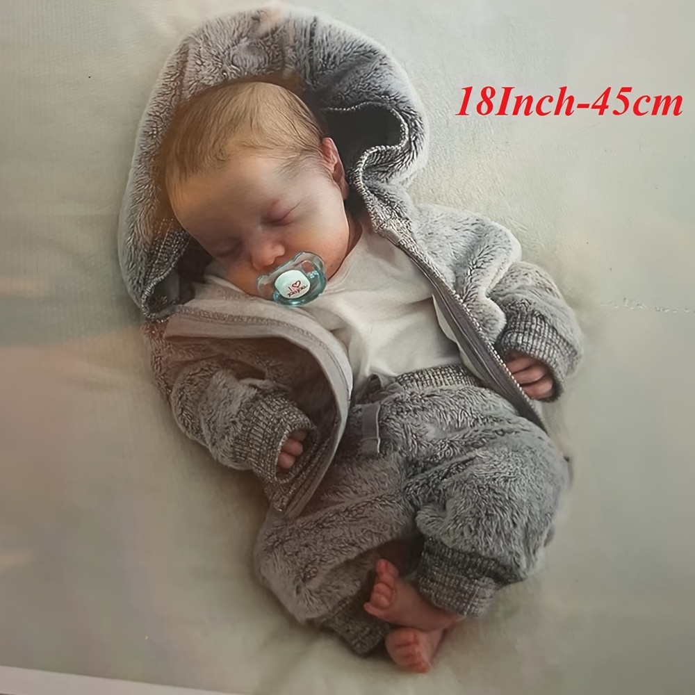 17.72inch Cuddly Open Eyes Full Body Solid Silicone Bebe Reborn Girl With  3D Painted Skin Soft Platinum Silicone Reborn Baby Girl Can Bath Reborn Doll