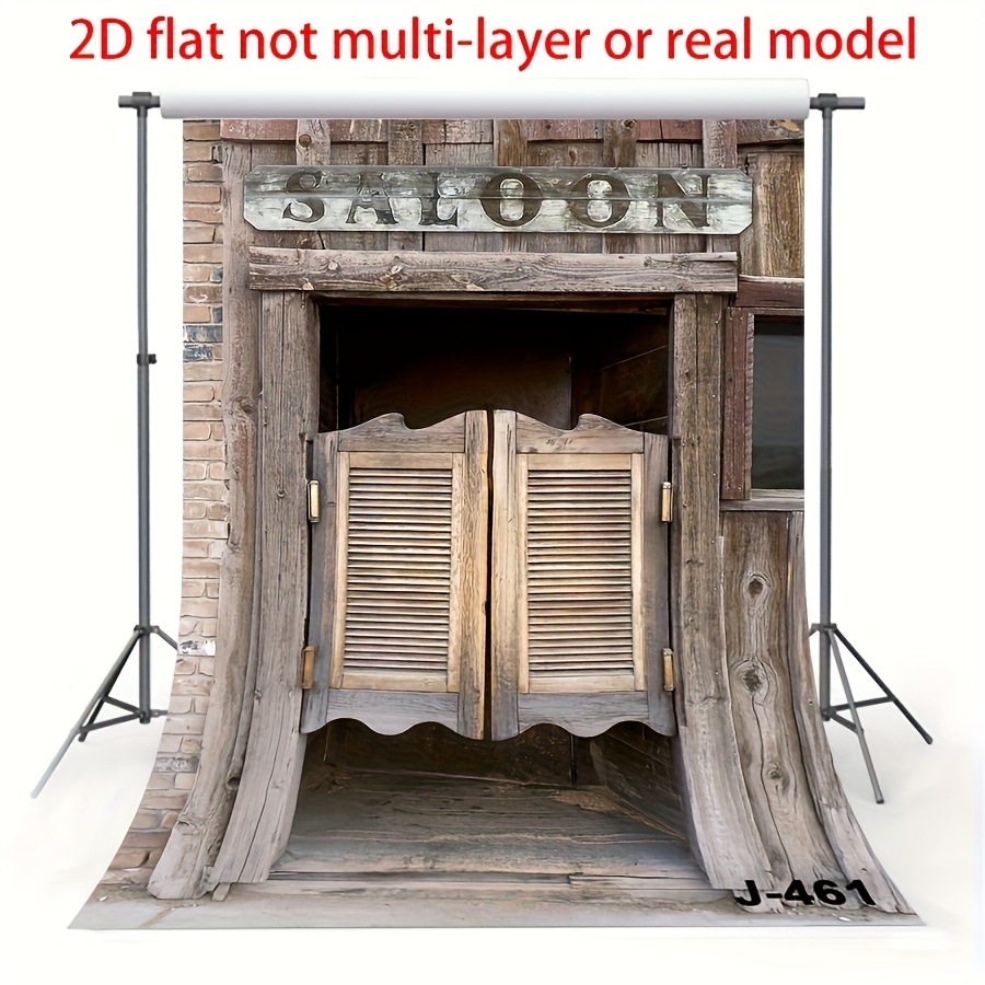 TEMU 2d Flat Banner, 1pc, Backdrop Background Barn Door Photography Western Saloon Doors Backdrop Country West Party Decorations, 2d Flat