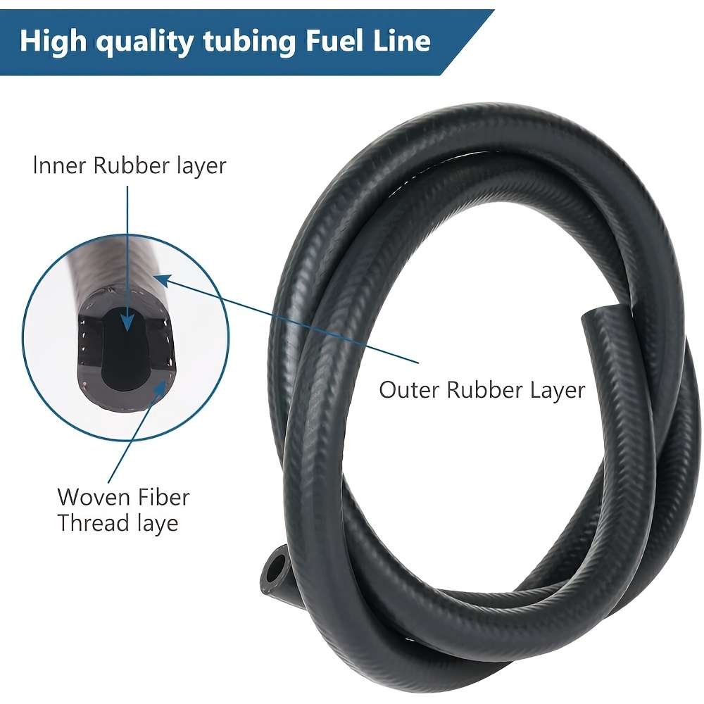E-shop 5M 8Mmm Universal Kraftstoffschlauch, Benzinöl Diesel beständiger Gummischlauch für Auto Motorrad