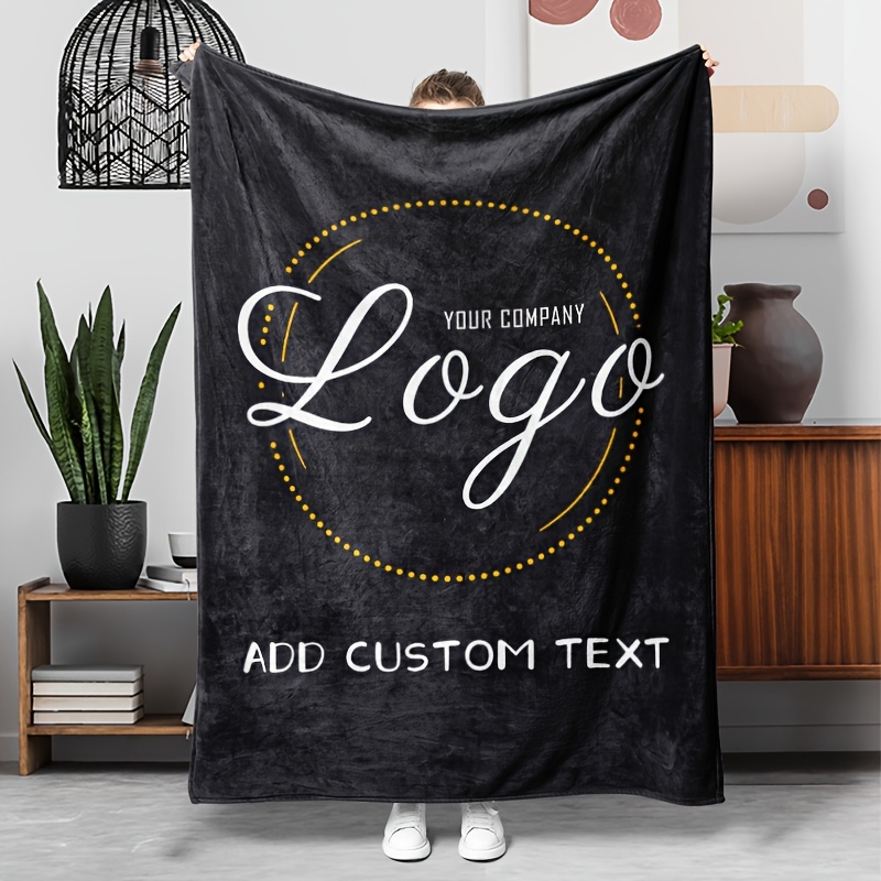TEMU 1pc Custom Logo Photo Flannel Blanket, Custom Blanket, Suitable For Camping, Travel, Sofa, Living Room Nap Blanket, Oversized Soft And