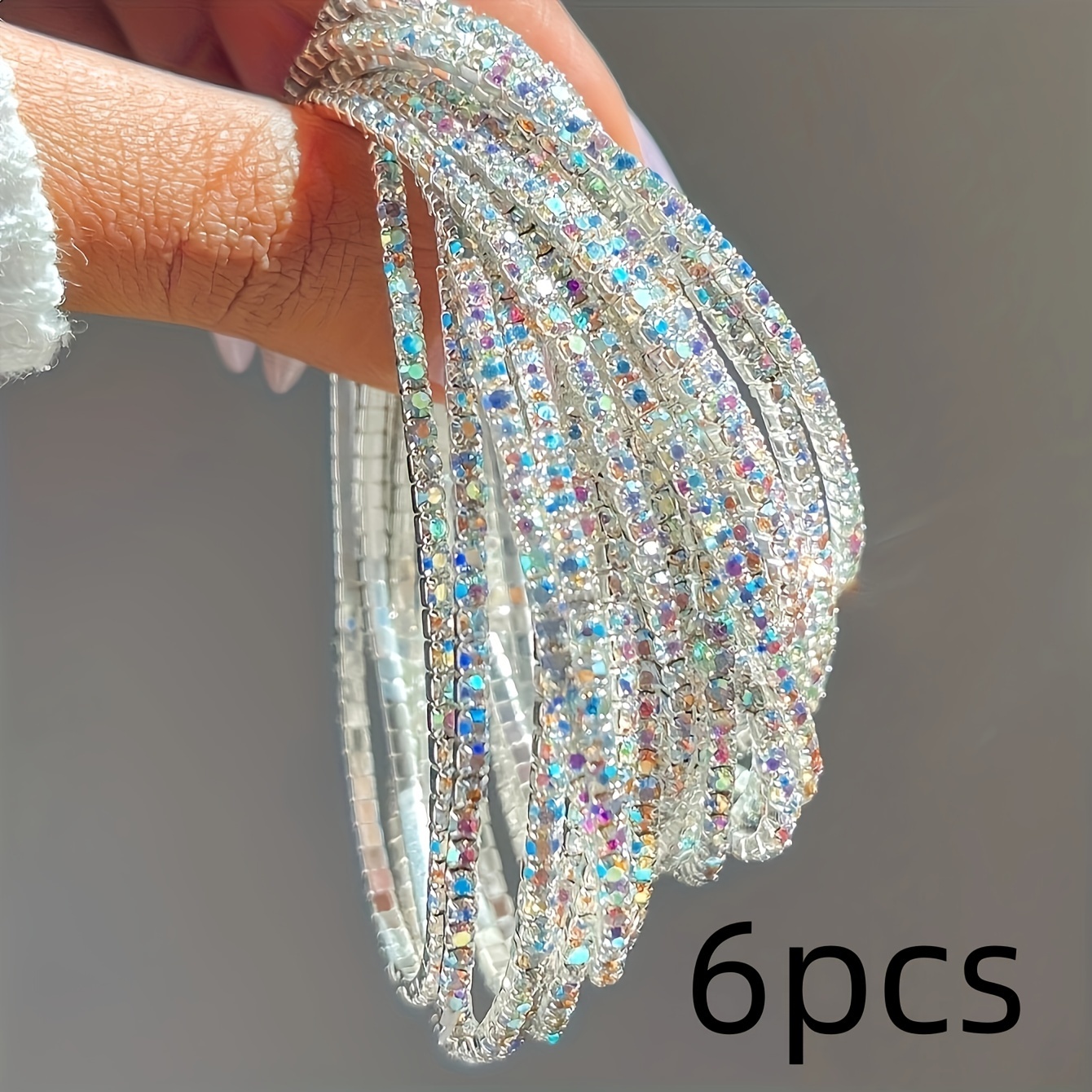 6pcs Rhinestone Stretch Bracelet Set for Parties & Casual