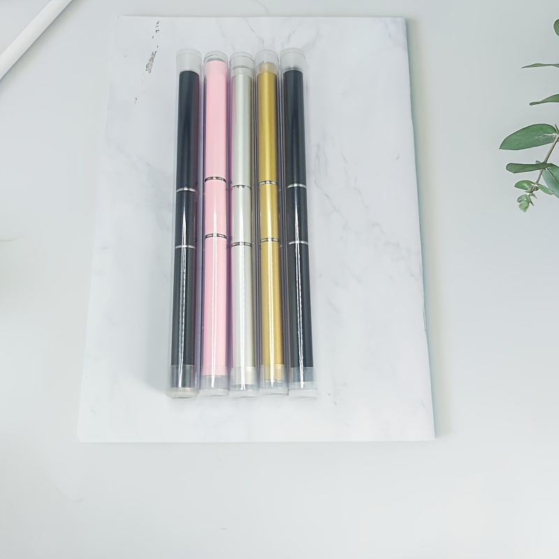 Image of 5pcs/set Polymer Gel Brush Double Head Polymer Gel Brush And Scraper Selector Stainless Steel Polymer Gel Brush Pen - For Nail Lengthening Applications
