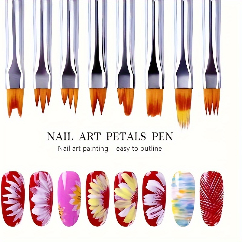 

8pcs Nail Art Brush Set - Professional Acrylic & Gel Design Tools, 3d Builder Pen For Salon-quality At Home