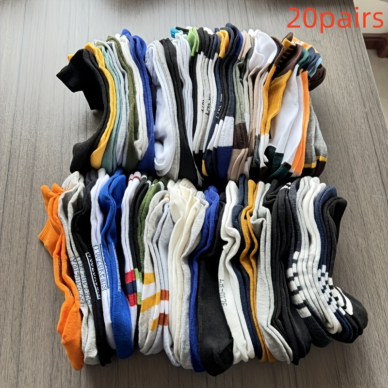 Image of 10/ Pairs Of Teen Boys' Boat Socks, Spring/summer Short Socks, Assorted Styles, Mixed Pack, Student Casual Socks, For Teenager
