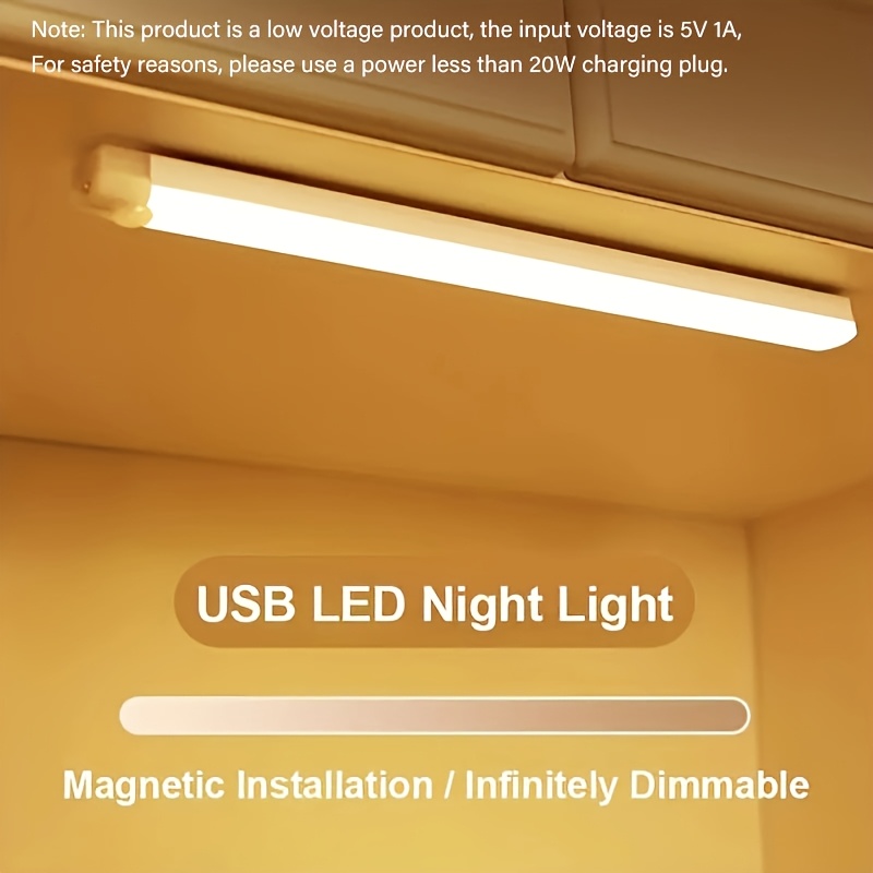 1pc Wireless LED Motion Sensor Light Strip - Rechargeable Magnetic Night Light for RVs, Kitchens, Wardrobes & Hallways, USB-Powered, Energy-Efficient, Easy Installation, Low Voltage, 400mAh Battery, Polymer Material, Rechargeable Motion Sensor Light RV Interior Lighting