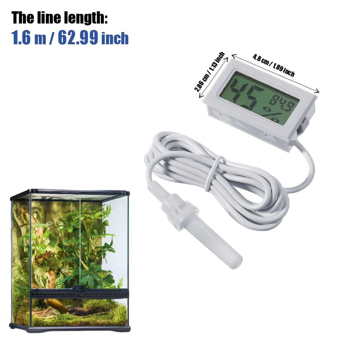 TEMU Garden Greenhouse Grow Tunnel Hoops Frame Raised Grow Beds Indoor Plant Care Tool Digital Thermometer Humidity Monitor For Fish Tank, Incubator