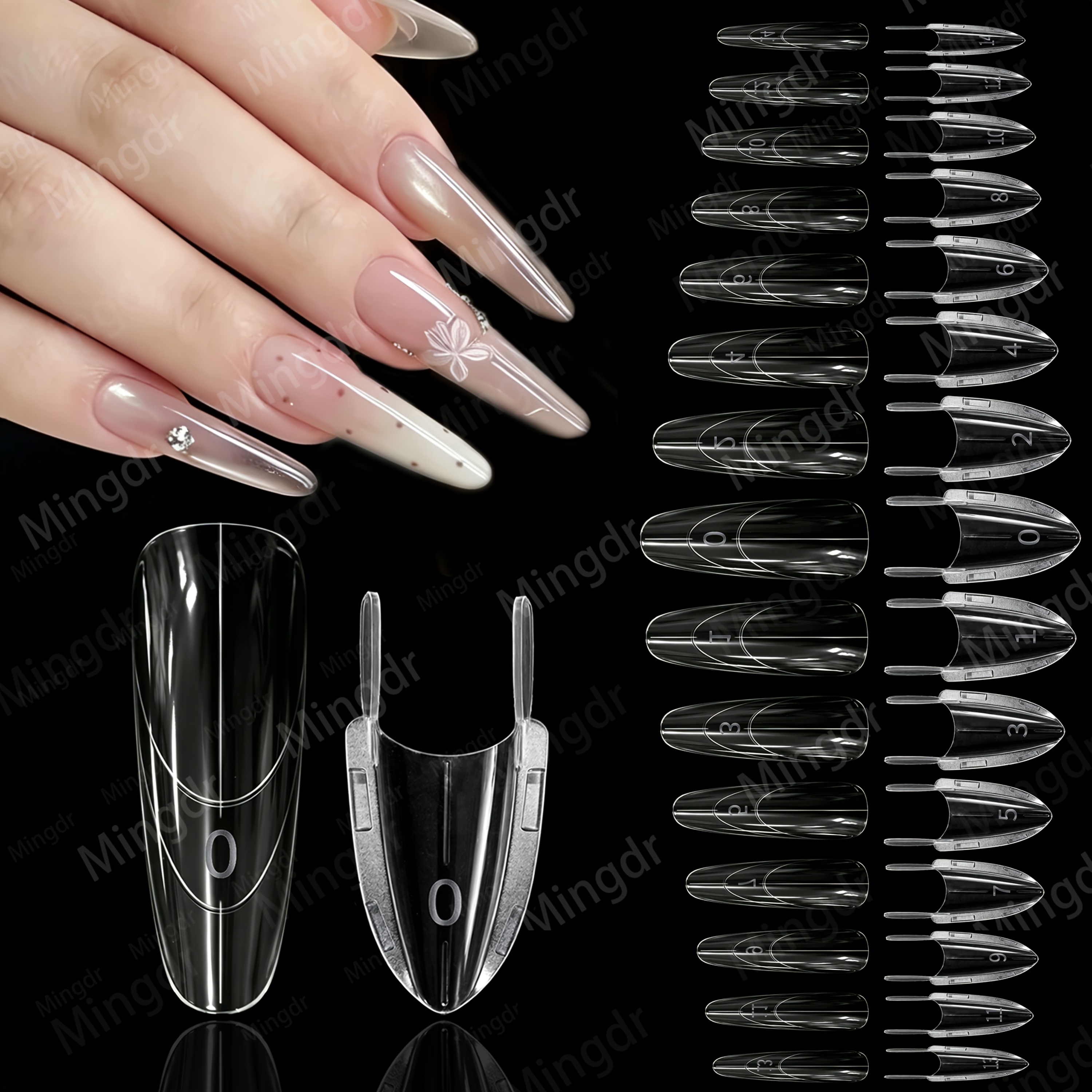 TEMU Nouveau moule à sandwich double couche - 30 pièces, , extension rapide, moules à ongles, pas de film de papier , 15 tailles de moules, outils de