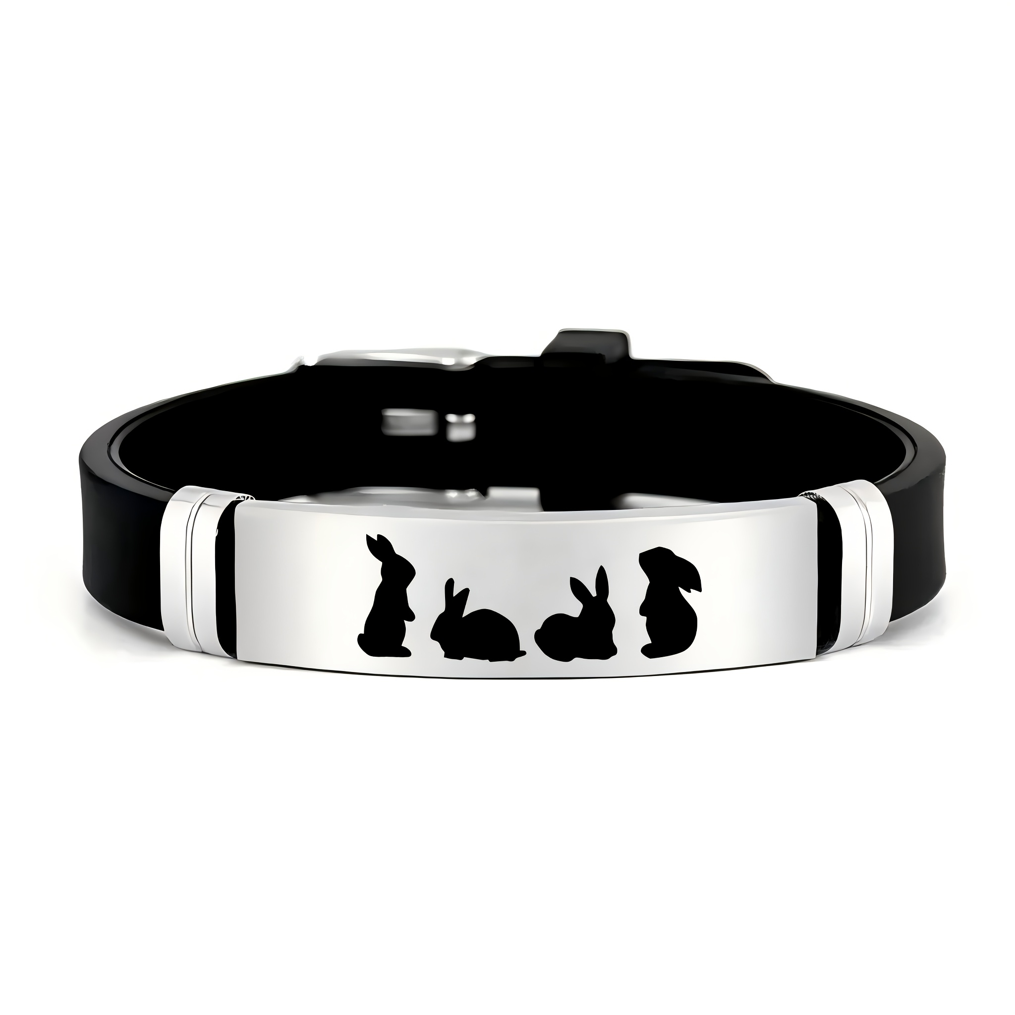 E-shop Elegante, verspielte Häschen-Design-, die die - widerspiegeln, edles und süßes Design 202 202 Edelstahl Silikon Armband, ist ein festliches
