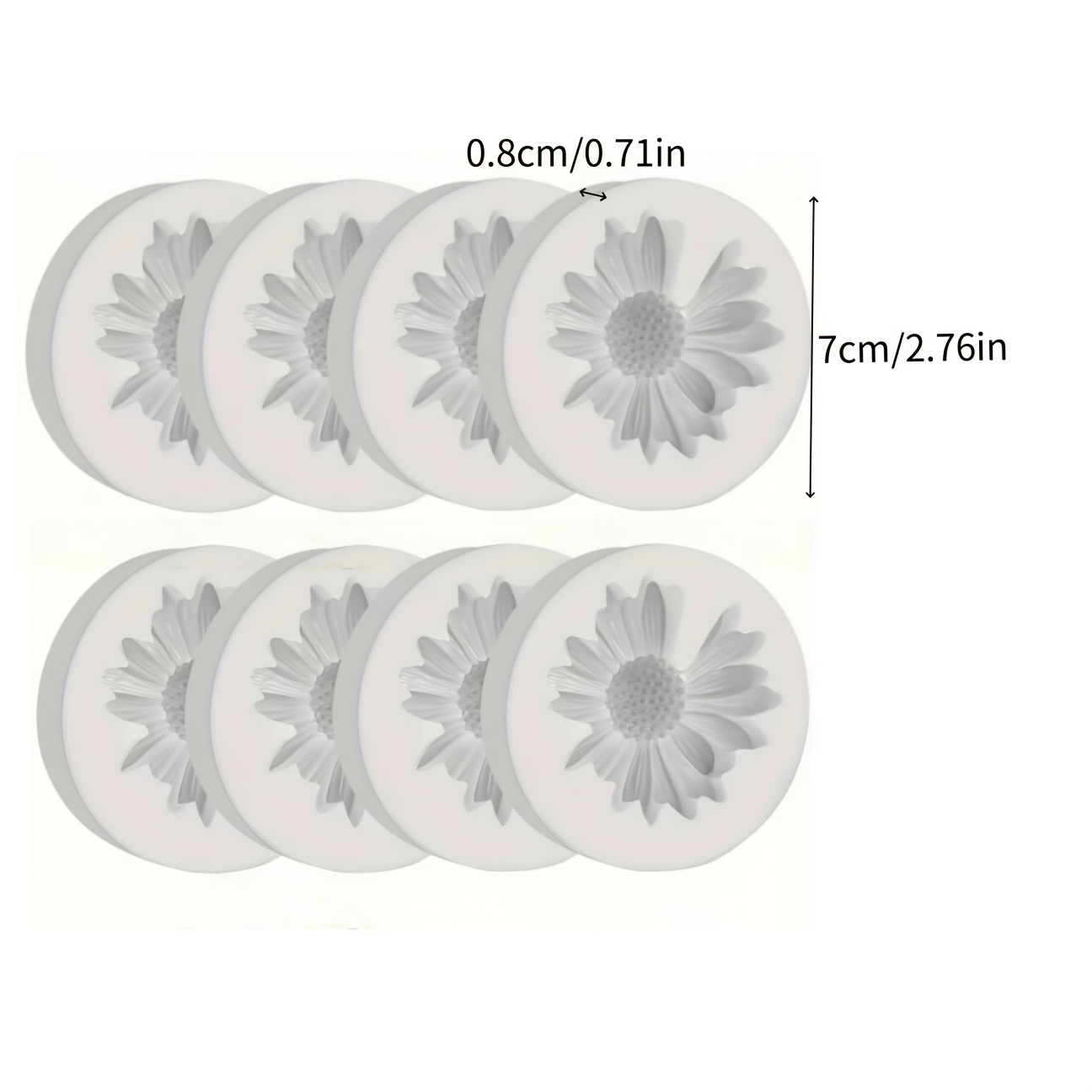 TEMU 8 pezzi Stampi in silicone per argilla a forma di margherita - Design 3D stereoscopico con petali e , stampi rosa riutilizzabili qualit�, adatti
