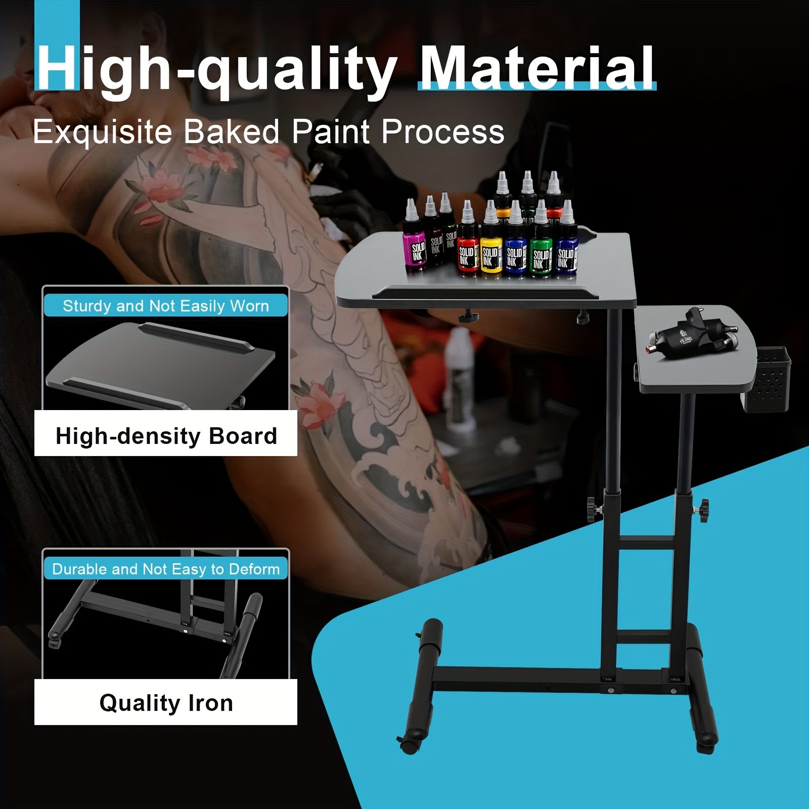 

Tattoo Workstation Armrest Portable Tray Rolling Stand Tattoo Workstation