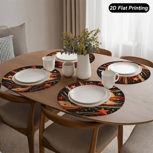 6 8pcs round soccer themed placemats suitable for party dining table decor 15 inch tableware with soccer print and for hand washable for decorations