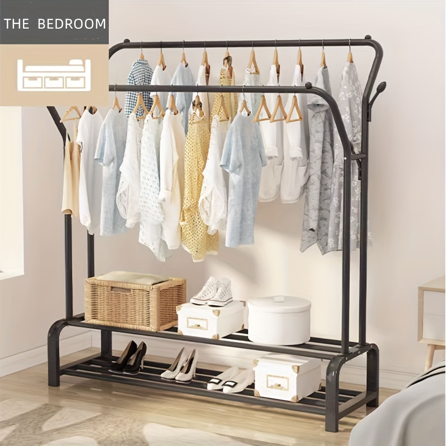 

Double Clothes Shoe Rack, Portable Clothes Organizer And . Clothes Is Suitable For Cloakrooms, Bathroom, Display, Entrances. Saving .