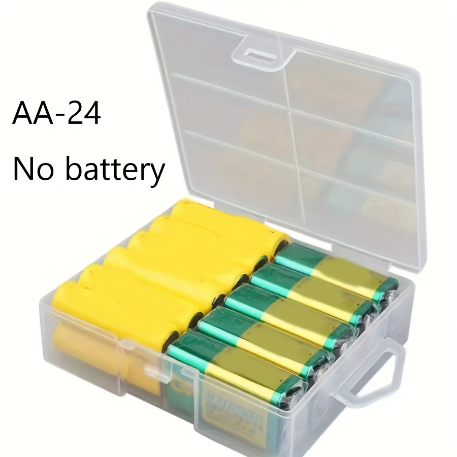 Sturdy Transparent Clear Battery Organizer Box - Holds 24 Aa Or 24 Aaa, Durable, Portable, And Space- Storage Solution For Home, Garage, Supplies No Power Required
