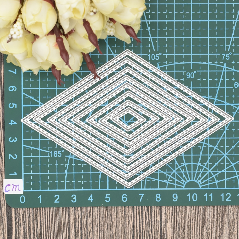 TEMU Rhombus Frame Metal Cutting Dies Set For Diy Scrapbooking Album Cards Making Paper Embossing Dies