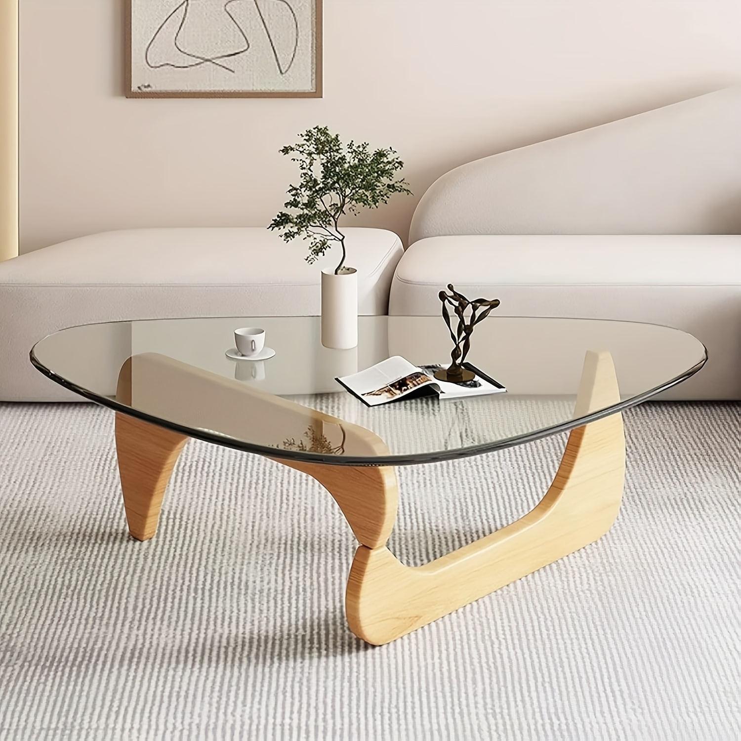 century modern abstract glass coffee table - Temu