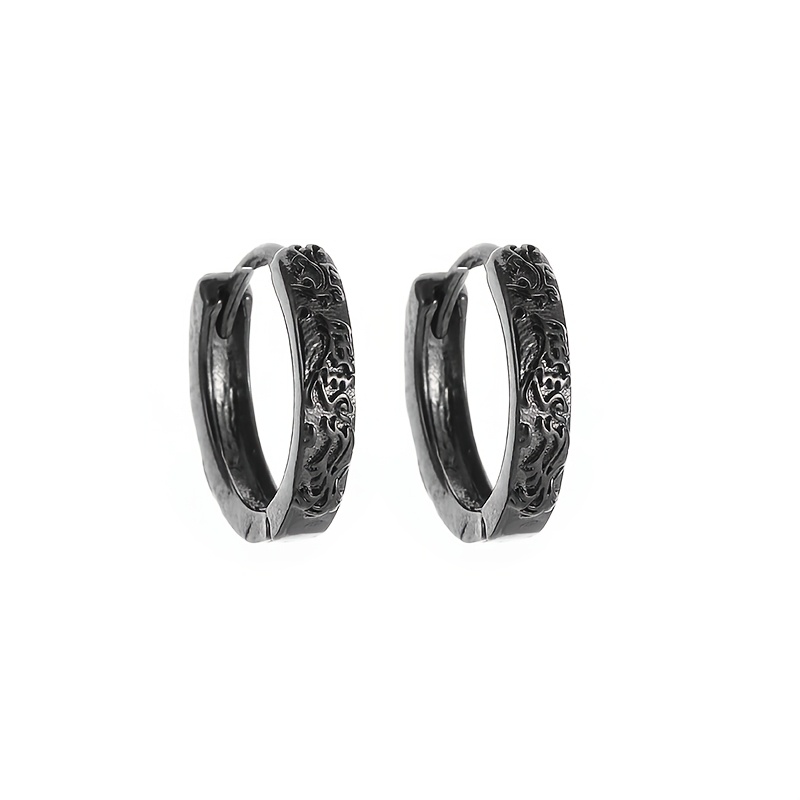 TEMU 1 Paire de Boucles d'Oreilles Créoles Huggie Gothiques Vintage Antiques Noires pour Hommes et Femmes, Fermoirs d'Oreilles , Bohèmes, Convient
