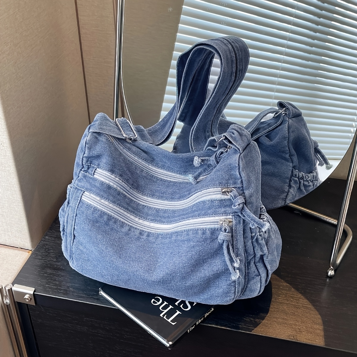 denim shoulder bag sold on Temu United States