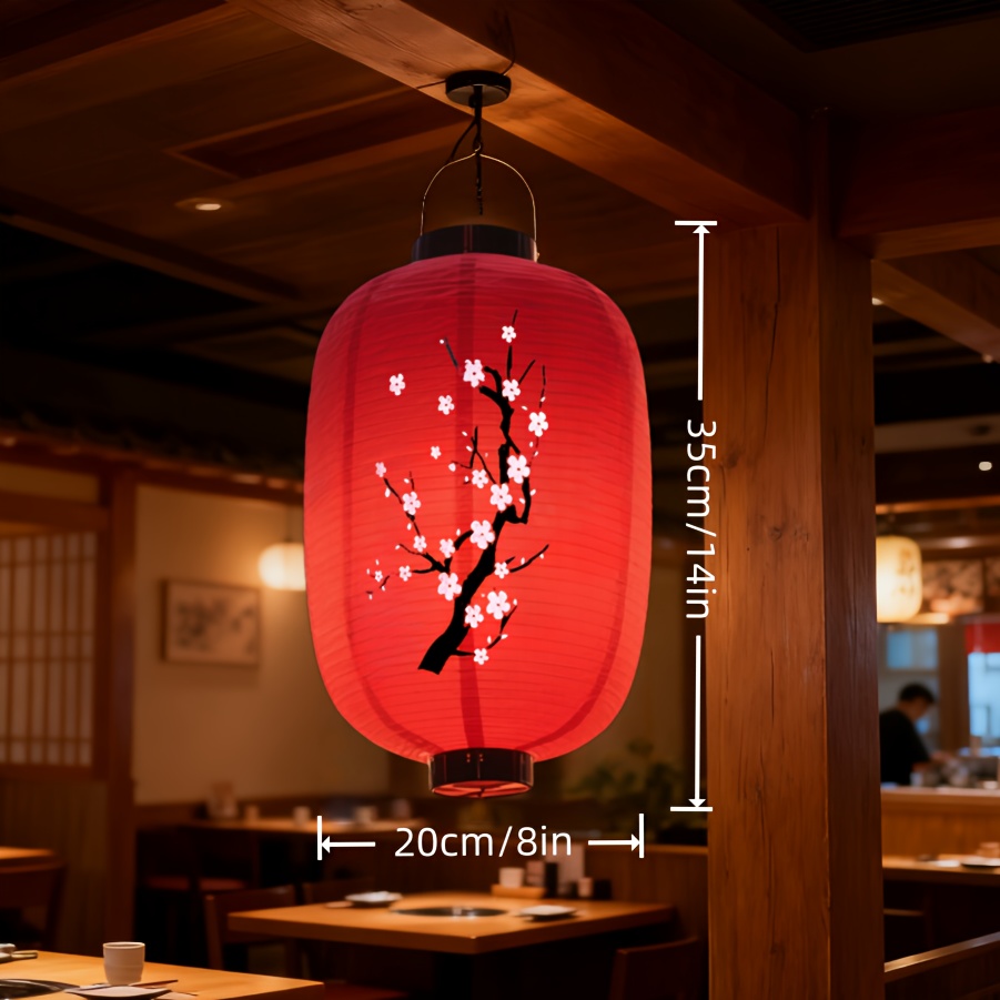 Image of Japanese Lantern Lanterns Traditional Plum Cherry Blossoms Japanese Lantern Hanging Cloth Lanterns Cherry Blossoms Home Decoration Chinatown Ancient Style Plum Wood Round Paper School Festival