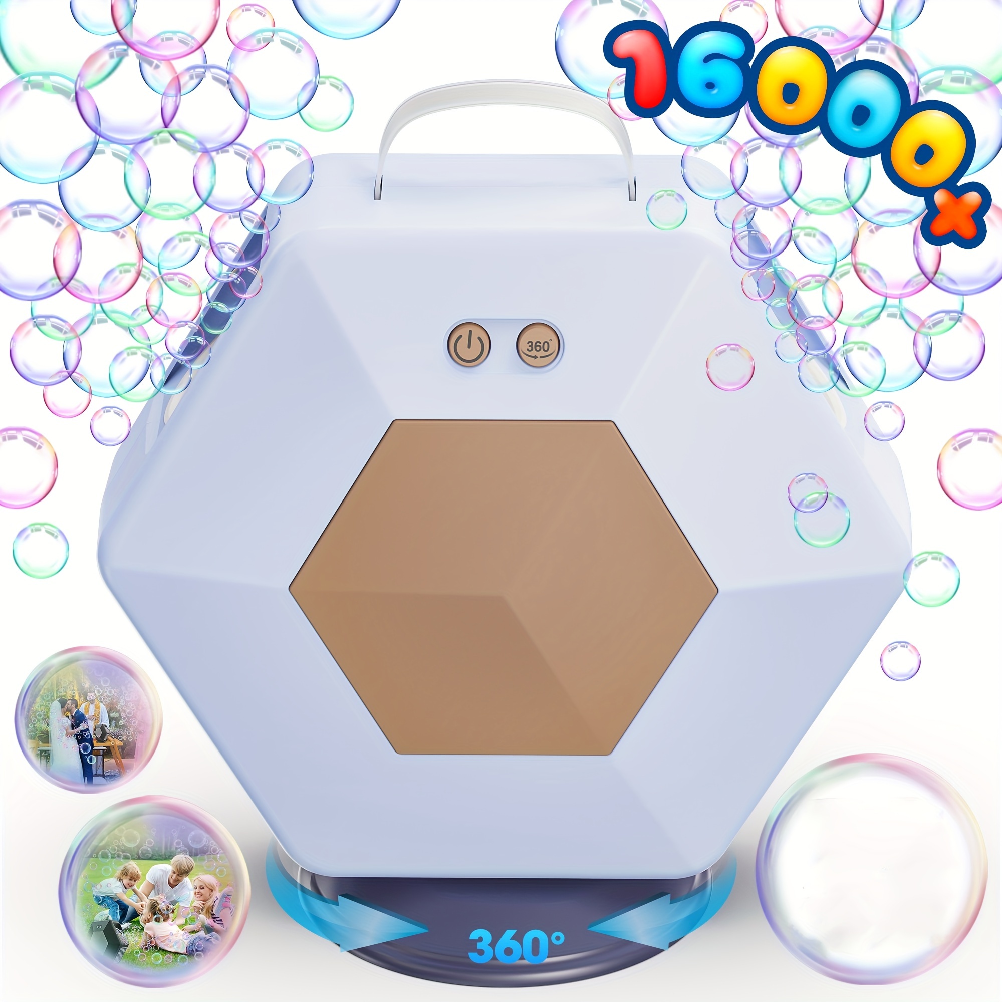 

For Kids, Automatic Bubble Blower Rechargeable, 360° Auto Rotatable Portable Bubble Maker Electric Bubbles Toy For 3 4 5 Year Old, Outdoor Wedding Party Birthday Gifts