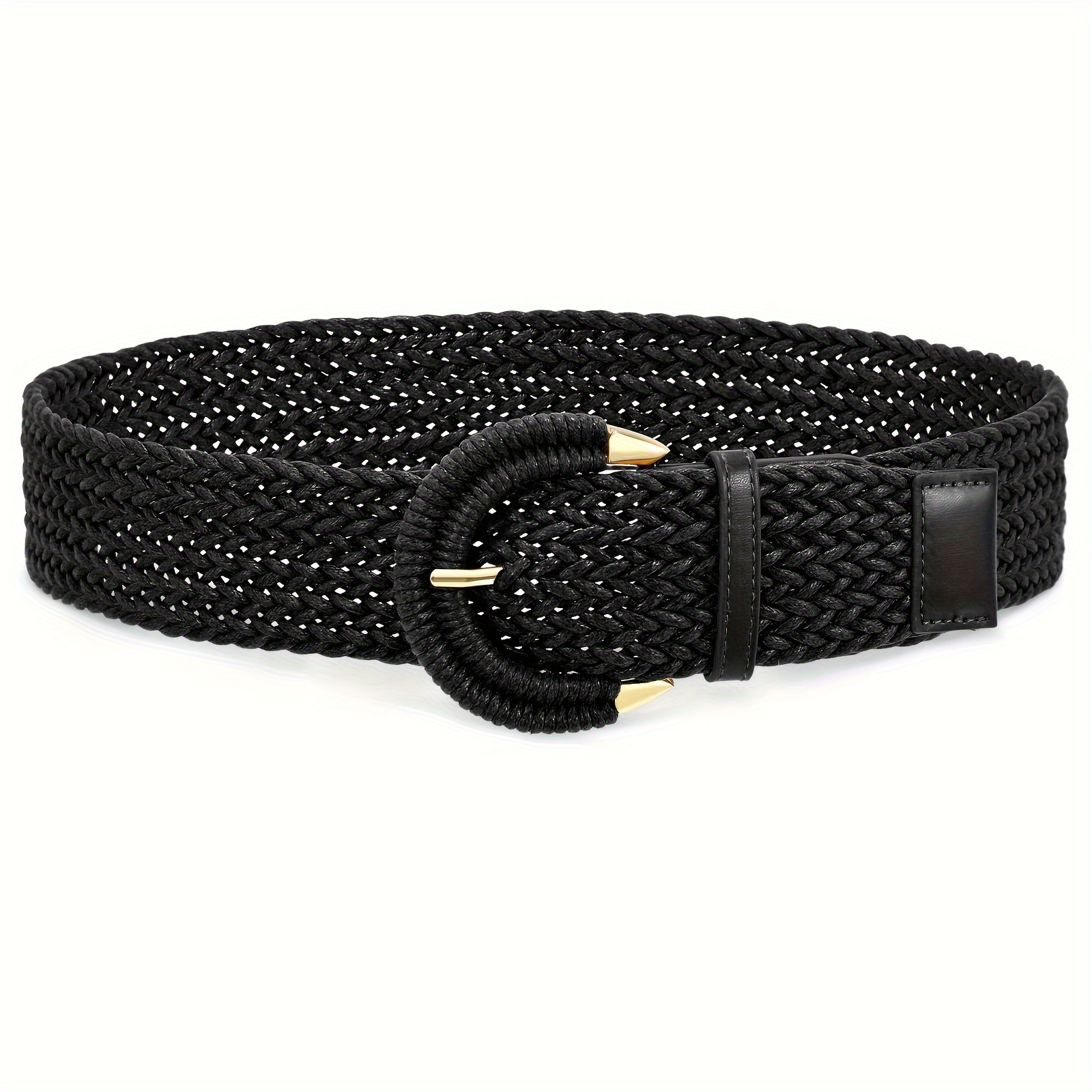 5178 Women\'s Rattan Circle Plate Belt, Black BAOKELAN Wide Disc Belts for Women Concho Leather Disk Link  main image 2