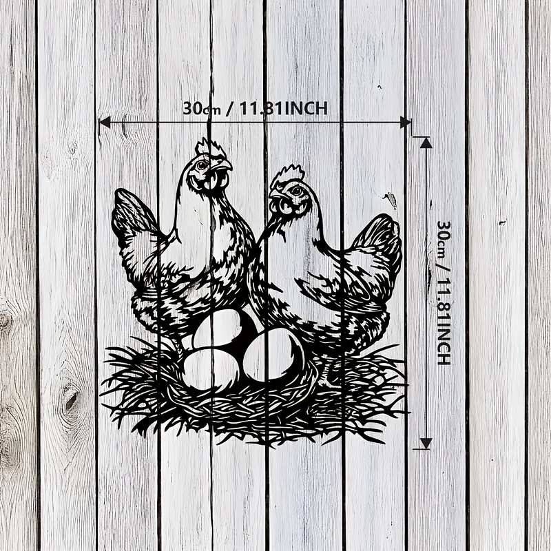 TEMU Décoration murale plate 2D, œuf en métal pour fermes de - Décoration de silhouette de découpée au laser, nid d'œufs de style vintage, parfait