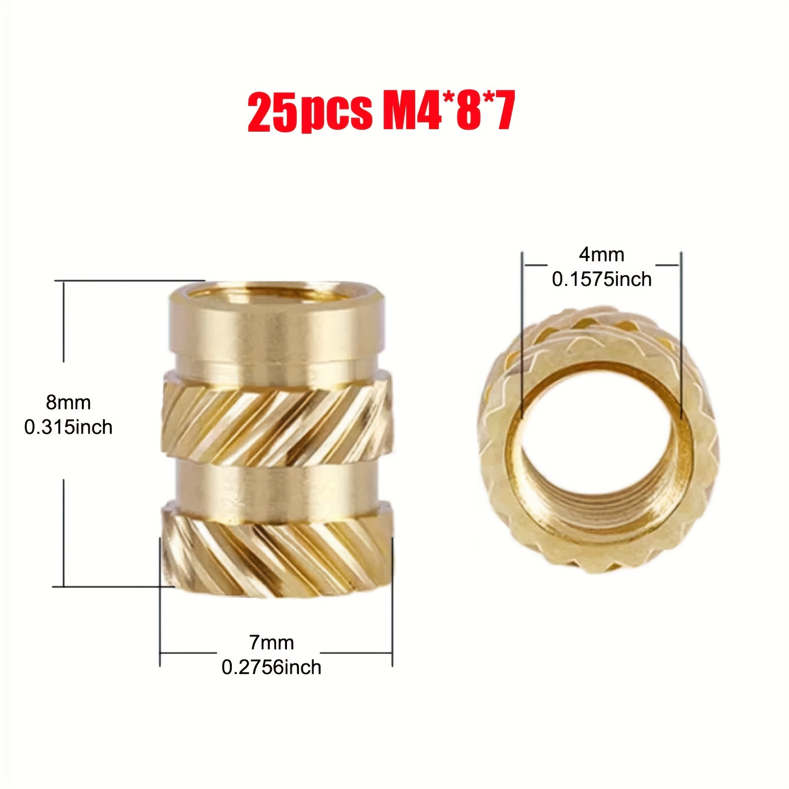 25pcs Of M4 Brass Embedded Insert Nuts Designed For Hot Melt Heat In 3d Printed Plastic Boards With Double Twill Knurled Threads