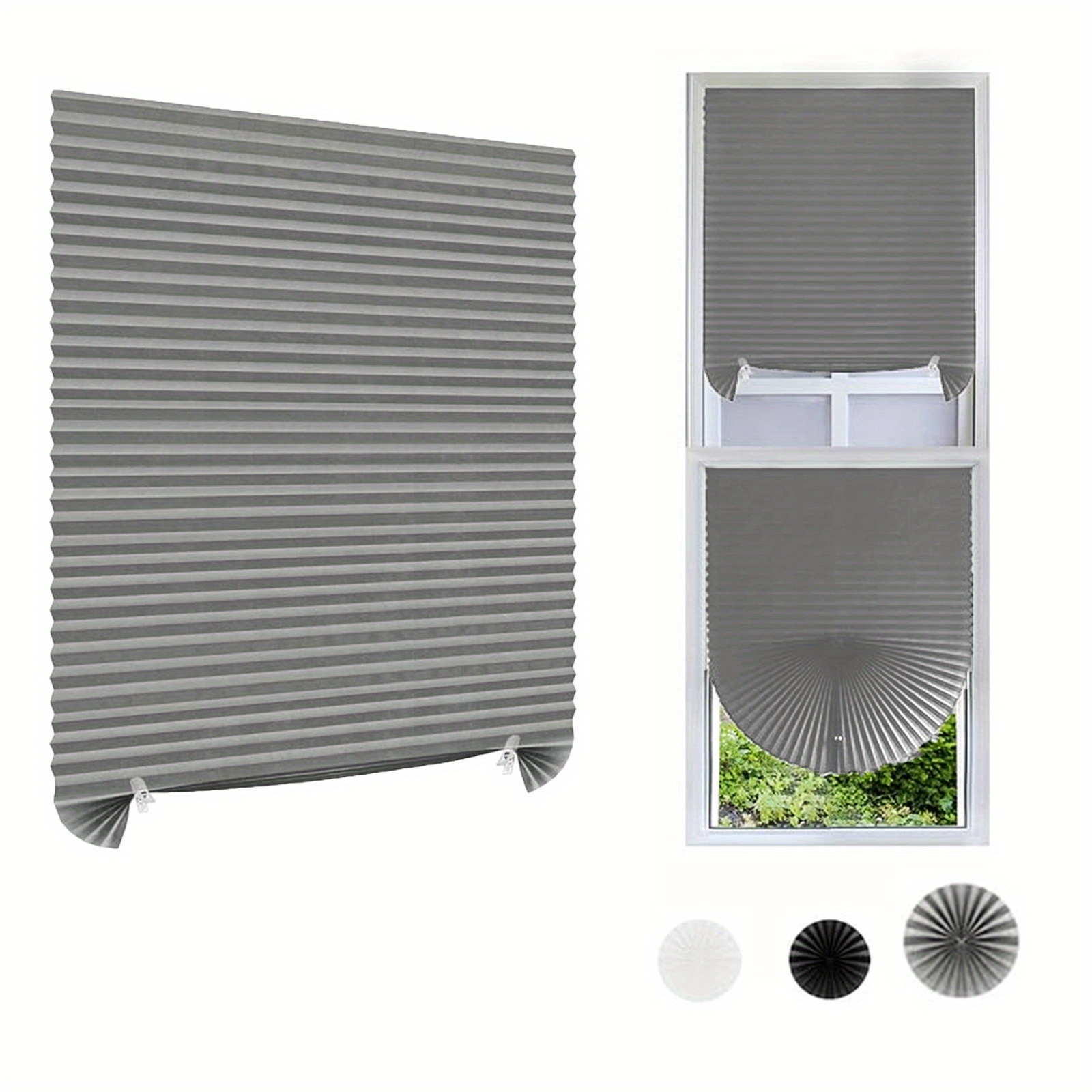 TEMU 1pc Window Blinds Cordless Blackout No Drill Cut To Size Clip On Stick On Self Adhesive Temporary Blinds Pleated Paper Blinds For Windows Doors