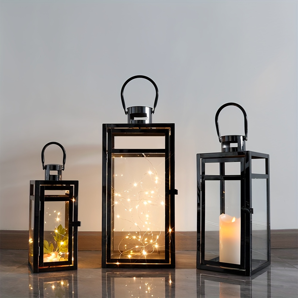 Relaxdays Set da 3 Lanterne Decorative, per Esterni e Interni, 3 Grandezze Design Moderno