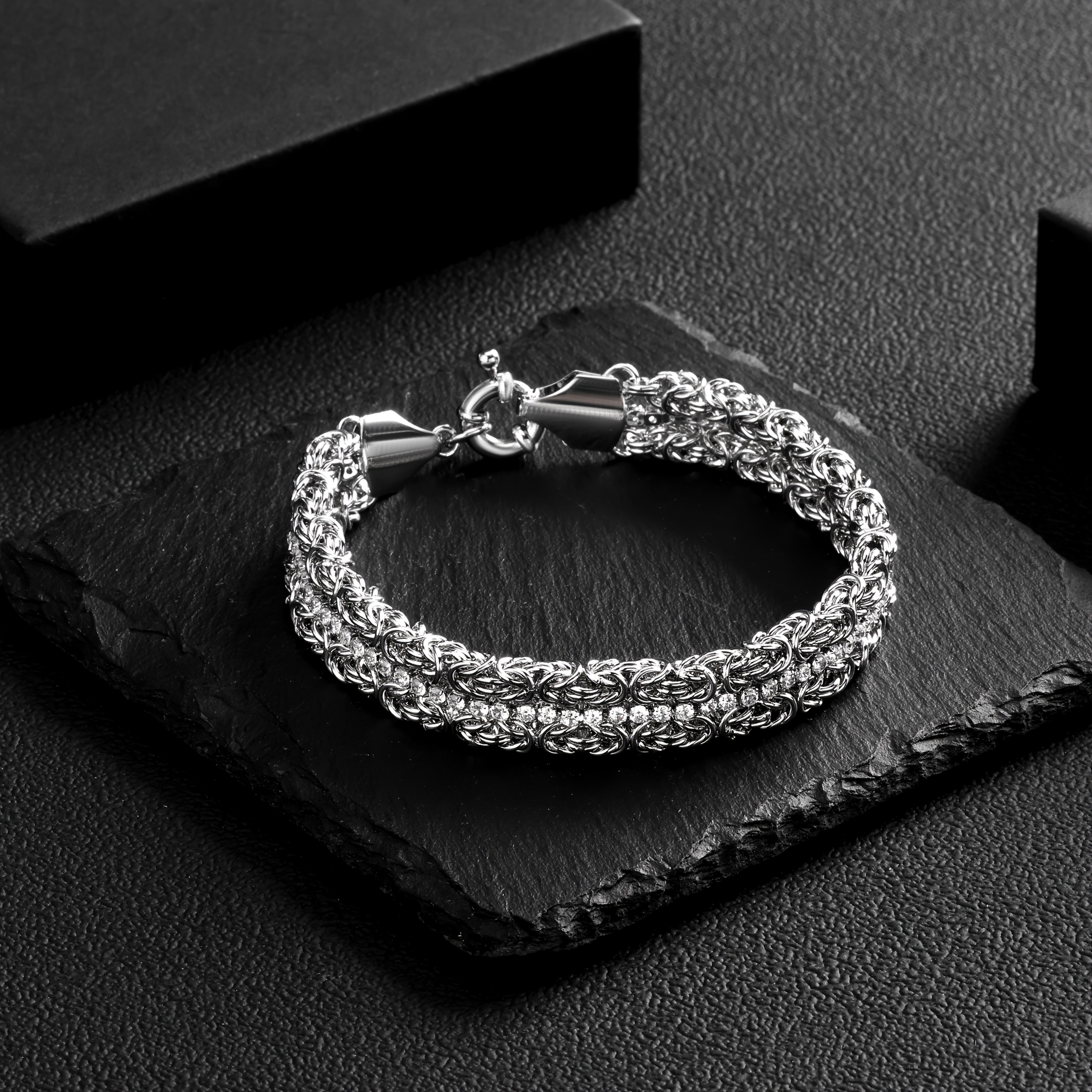 Image of 925 Silver, Women's Silvery Double-layer Grass Rope Necklace Inlaid With A Row Of Moissanite, For Her, Christmas, Valentine's Day, Mother's Day, With Exquisite Gift Box