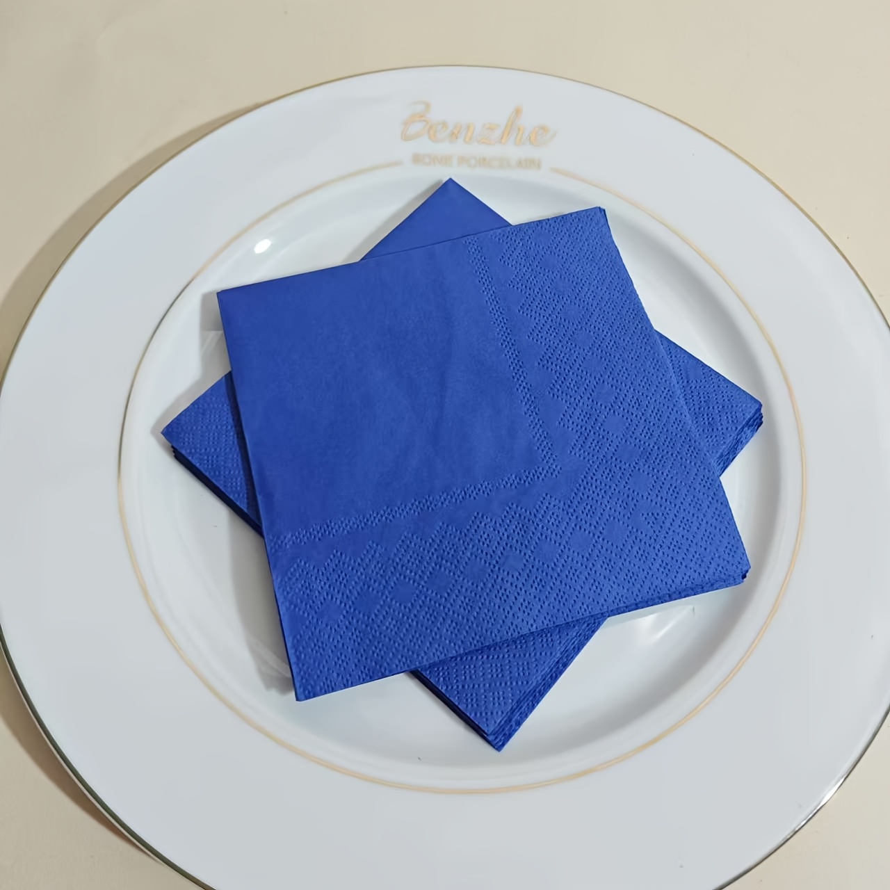 Image of 50pcs Navy Blue, 2-ply, 5*5 Inches Cocktail Napkins, Beverage Napkins For Party, Wedding, Dinner, Birthday, Anniversary, Festival