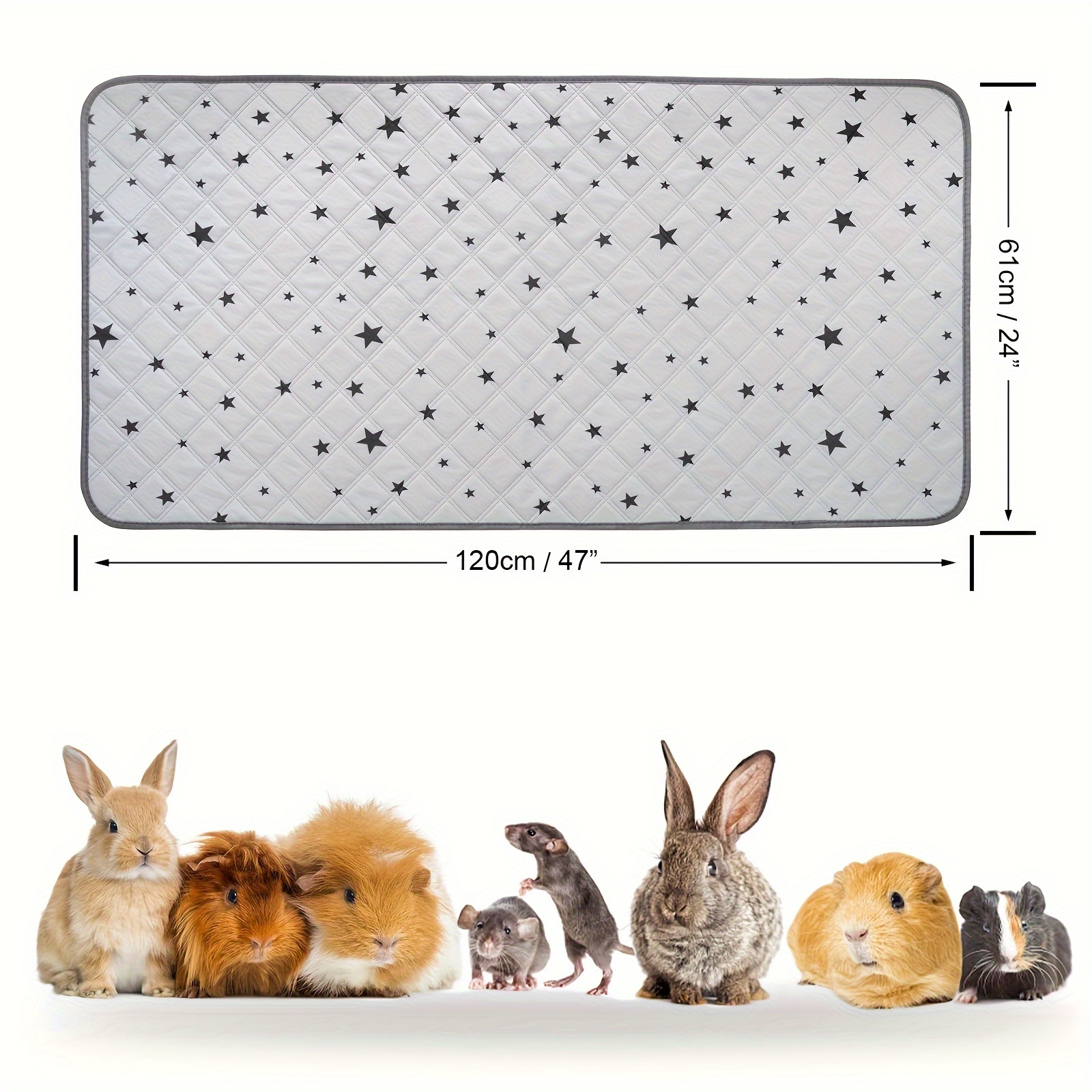 TEMU Guinea Pig Cage Liners - Washable Guinea Pig Pee Pads, Waterproof Reusable & Anti Slip Guinea Pig Bedding Fast And Pee Pad For Small Animals Rabbit Hamster Rat- 24in X 47in