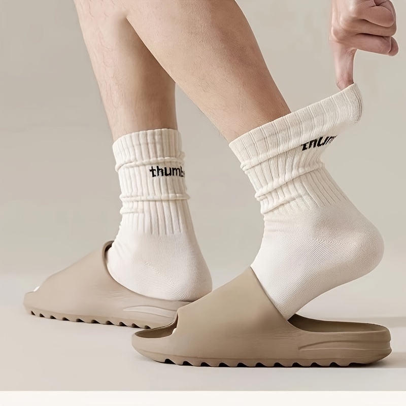 1/5 Pairs Unisex Casual Plain Color Socks, Fashion Versatile Socks, Breathable Comfy Crew Socks, Casual Sports Socks For Men Women