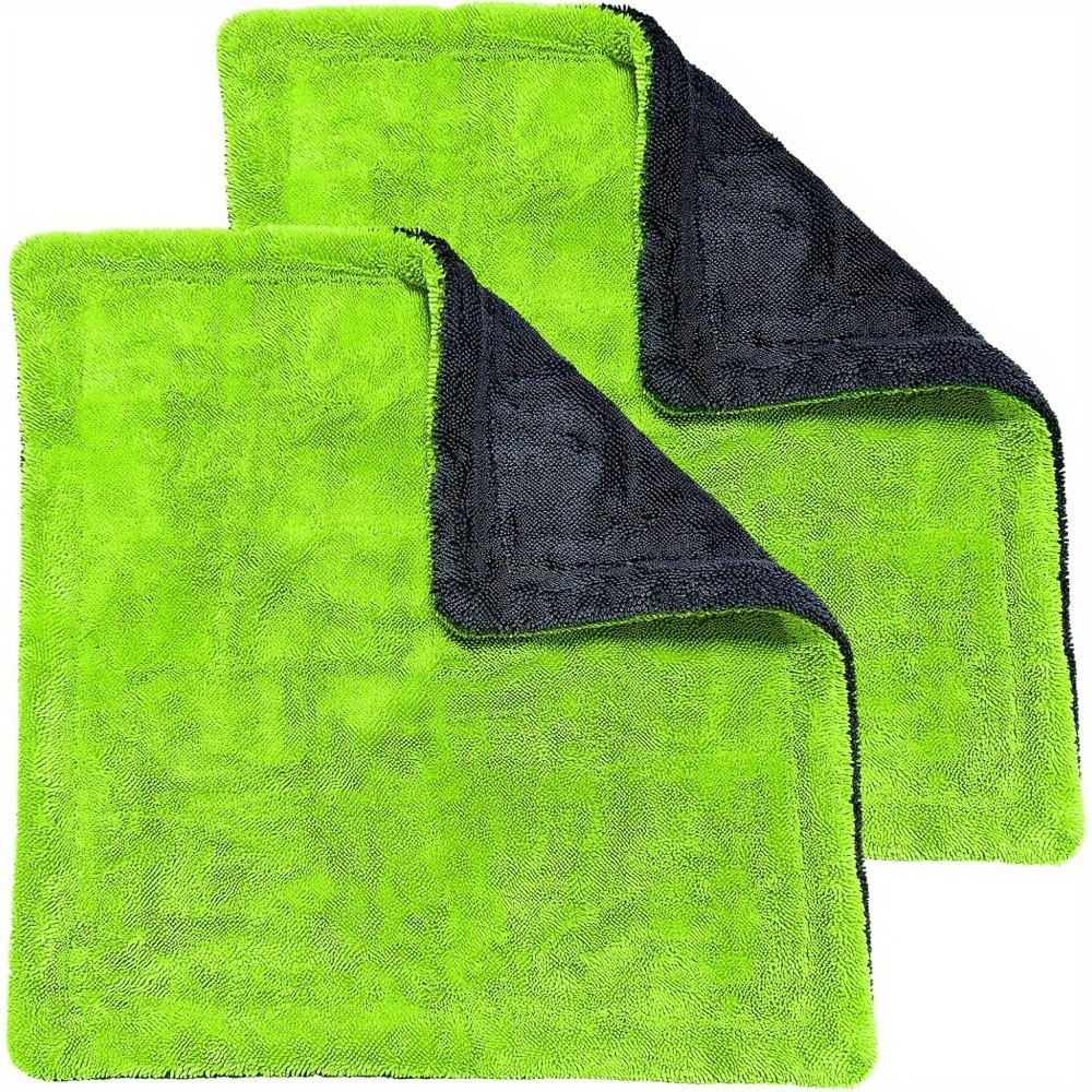 TEMU 2 Car Drying Towels, 16"x16" High-absorbency Microfiber Car Wash Cloths With No Edges, 1400g/mÂ² For Efficient Cleaning. Suitable For Sedans And