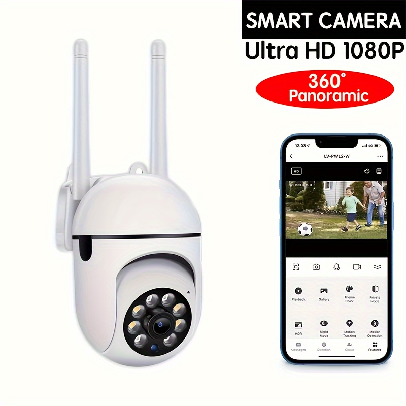 

1080p Hd Wireless Security Camera With Color Night Vision, 2-way Audio, 360° Pan/tilt/ - Indoor/outdoor Wifi, Motion Detection & Spotlight, Usb Powered