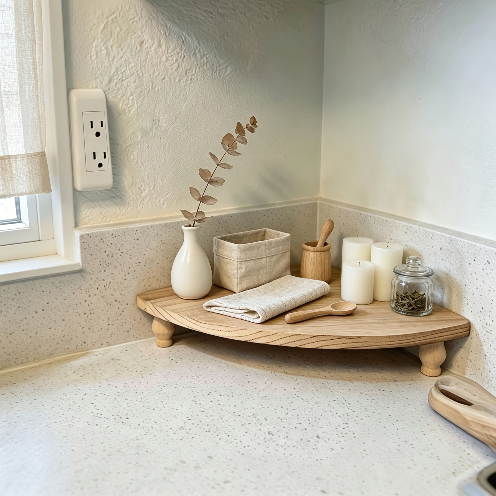 TEMU Wooden Corner Shelf, Used As Display Rack On Kitchen, Coffee Bar, Farmhouse Decoration, Bathroom, Restaurant To Display Or Store Small Items,