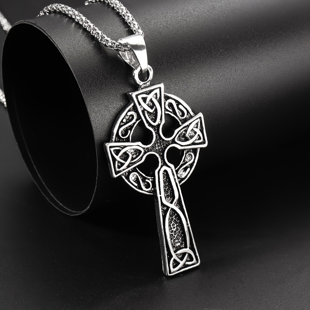 Mens stainless steel store celtic cross necklace