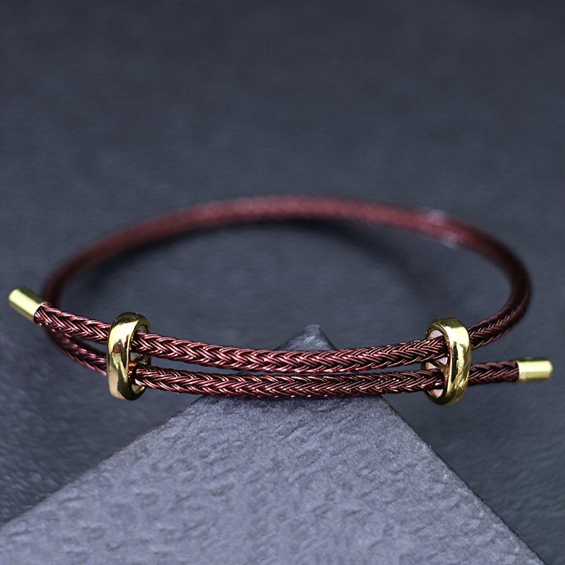 TEMU 1 Pulsera de alambre ajustable e impermeable de acero inoxidable 304, pulsera tejida personalizada